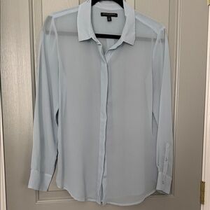 Banana Republic Light Blue Sheer Button-Up Blouse